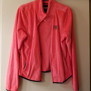 PINK plush zip front jacket
